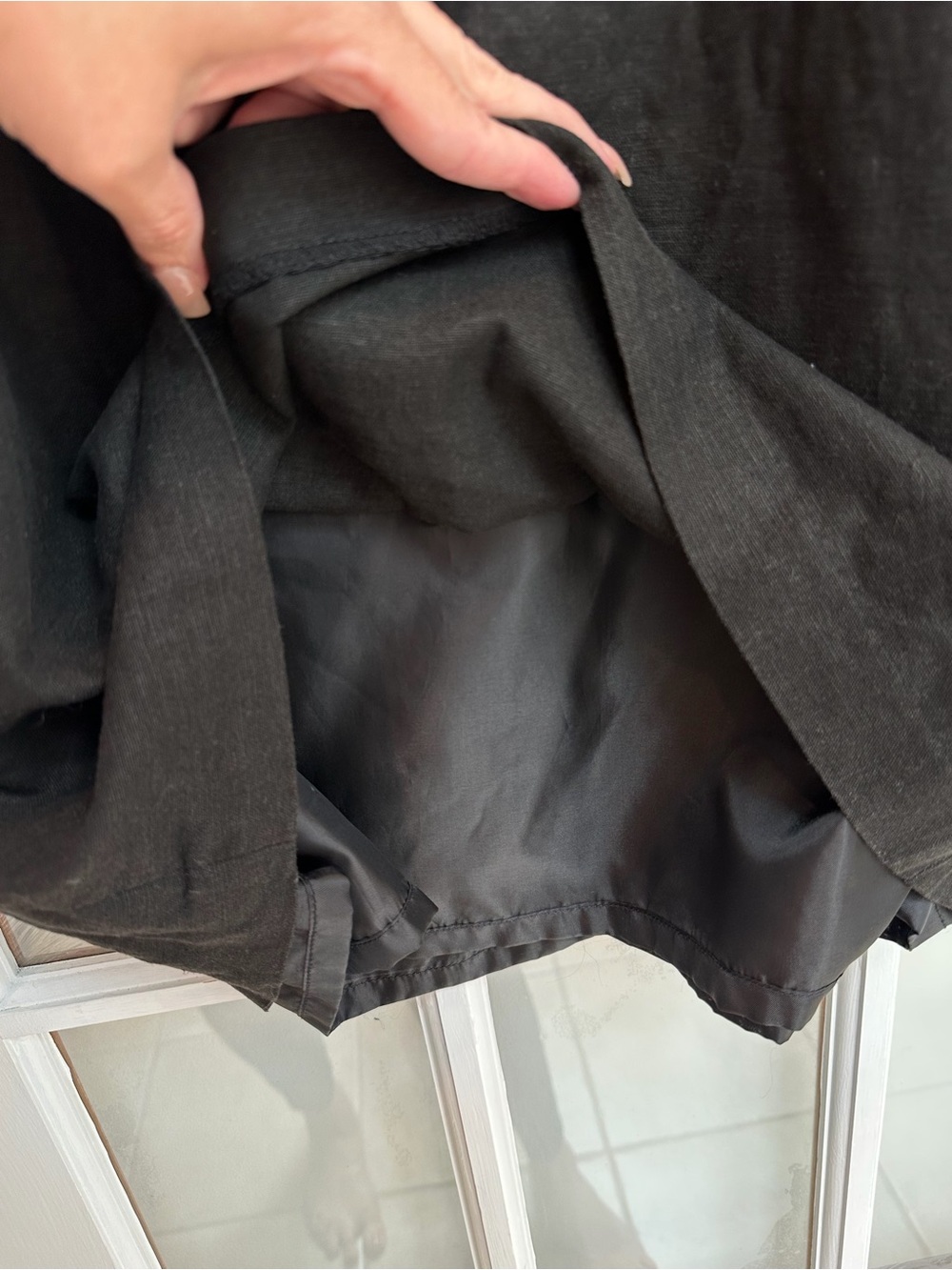 Vintage Mary McFadden Chic Black Gothic Career Midi Linen Dress Size 12 Large - Picture 5 of 9
